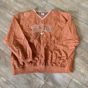 Texas Longhorns NCAA V-Neck Pullover Windbreaker Jacket XL Burnt Orange Pockets
